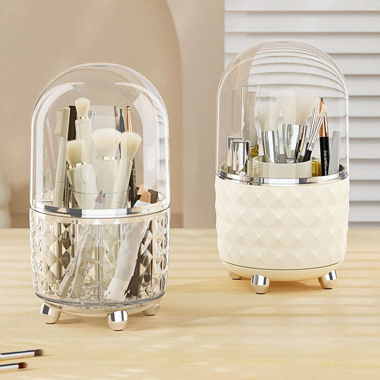 Cosmetic Organizer Large Capacity Rotatable Desktop Dustproof Storage Box(Transparent Gold)