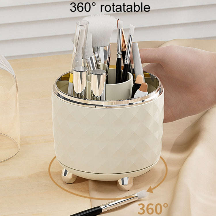 Cosmetic Organizer Large Capacity Rotatable Desktop Dustproof Storage Box(Transparent Gold)