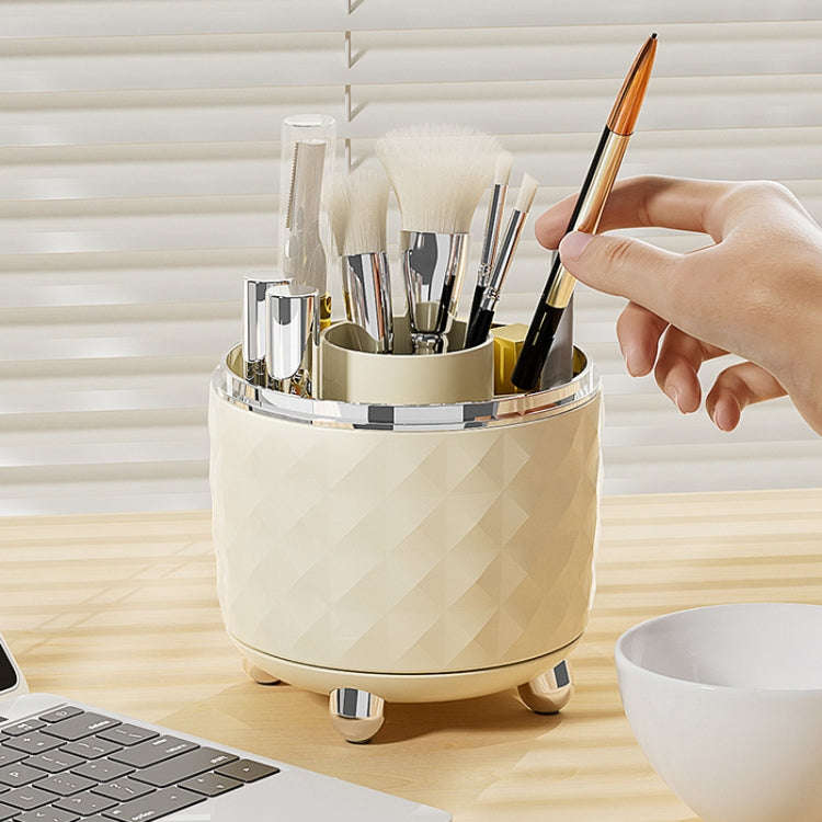 Cosmetic Organizer Large Capacity Rotatable Desktop Dustproof Storage Box(Transparent Gold)