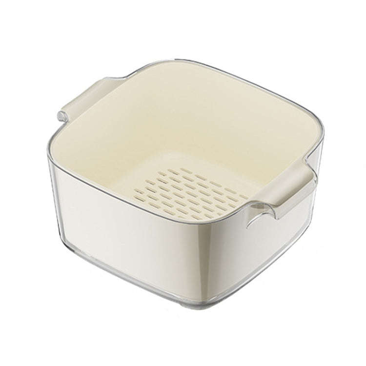 Kitchen Double Layer Drainage Basket Vegetable And Fruit Storage Rack, Style: Milky White Small