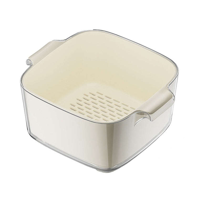 Kitchen Double Layer Drainage Basket Vegetable And Fruit Storage Rack, Style: Milky White Medium