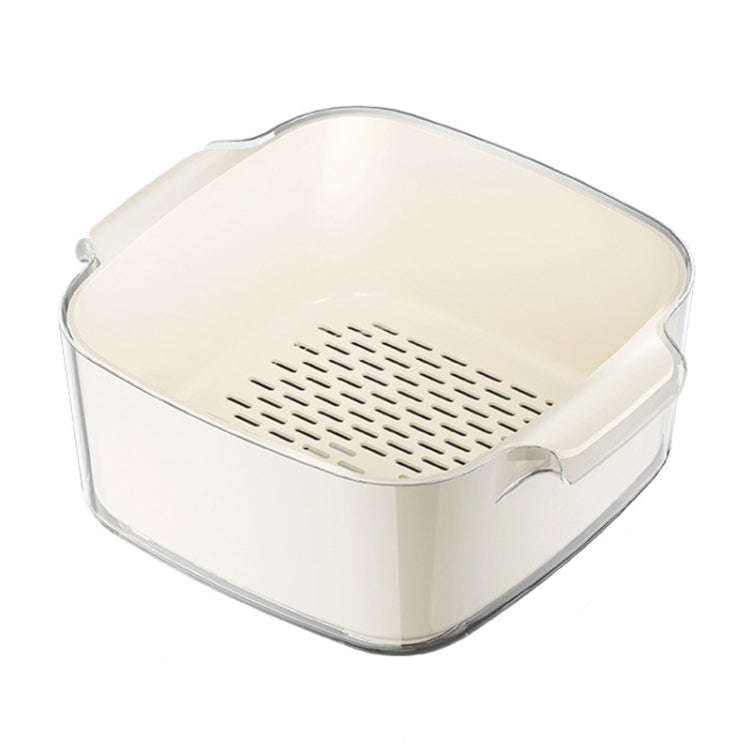 Kitchen Double Layer Drainage Basket Vegetable And Fruit Storage Rack, Style: Milky White Large