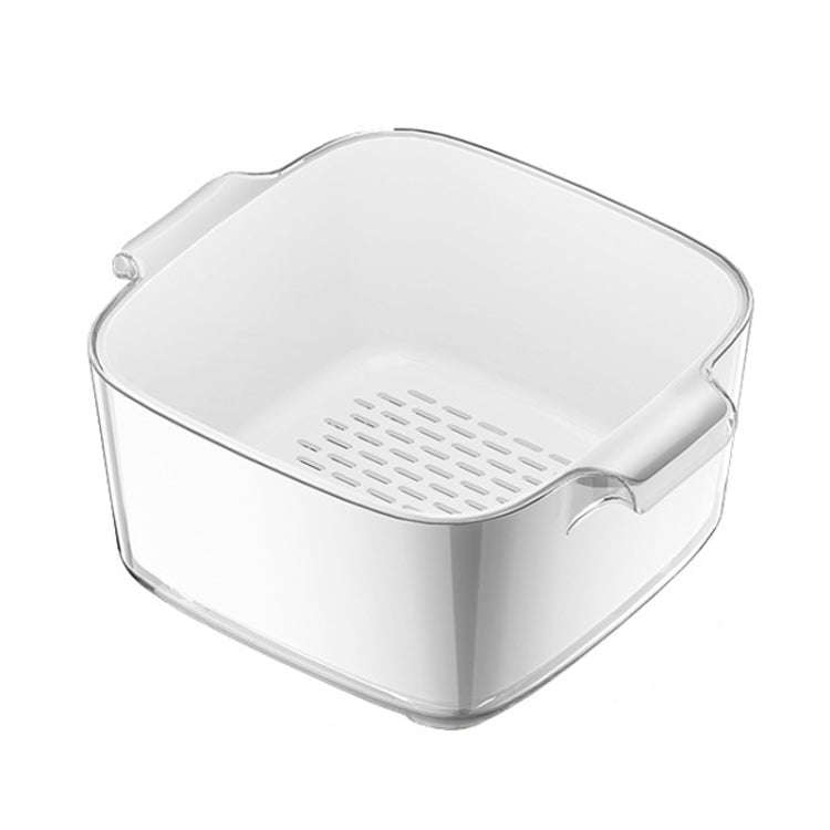 Kitchen Double Layer Drainage Basket Vegetable And Fruit Storage Rack, Style: White Medium