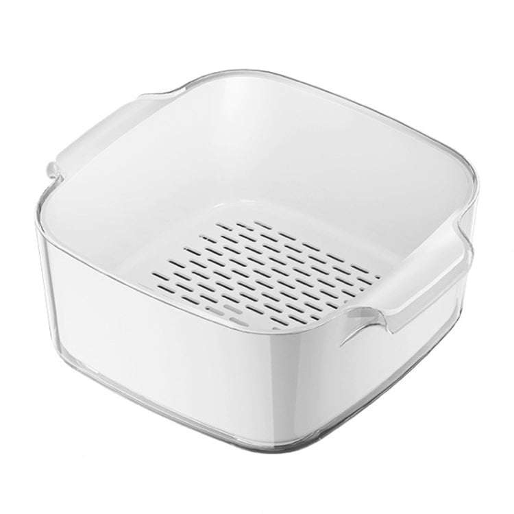 Kitchen Double Layer Drainage Basket Vegetable And Fruit Storage Rack, Style: White Large