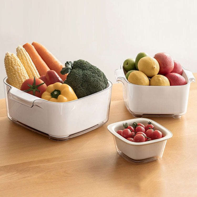 Kitchen Double Layer Drainage Basket Vegetable And Fruit Storage Rack, Style: White Large