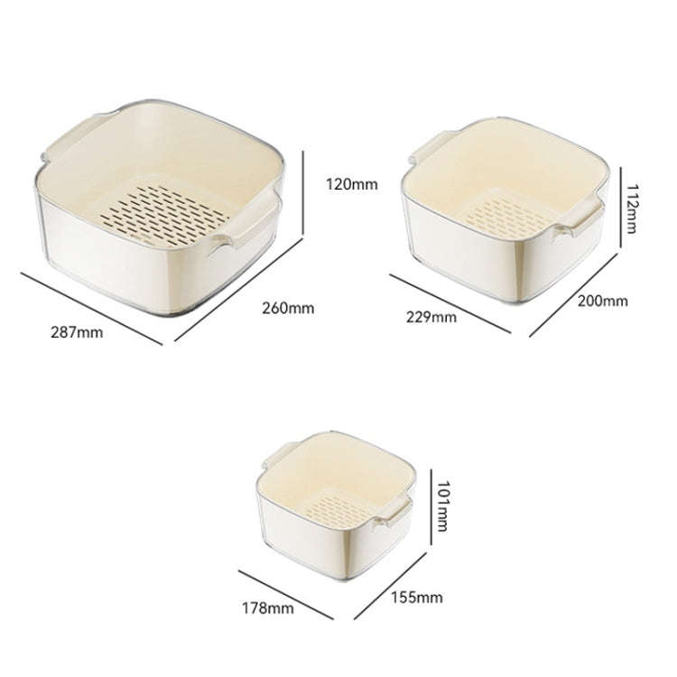 Kitchen Double Layer Drainage Basket Vegetable And Fruit Storage Rack, Style: White Small