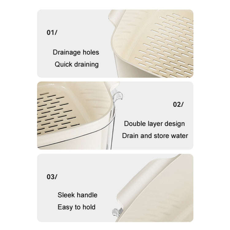 Kitchen Double Layer Drainage Basket Vegetable And Fruit Storage Rack, Style: Milky White Small