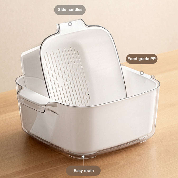 Kitchen Double Layer Drainage Basket Vegetable And Fruit Storage Rack, Style: White Medium