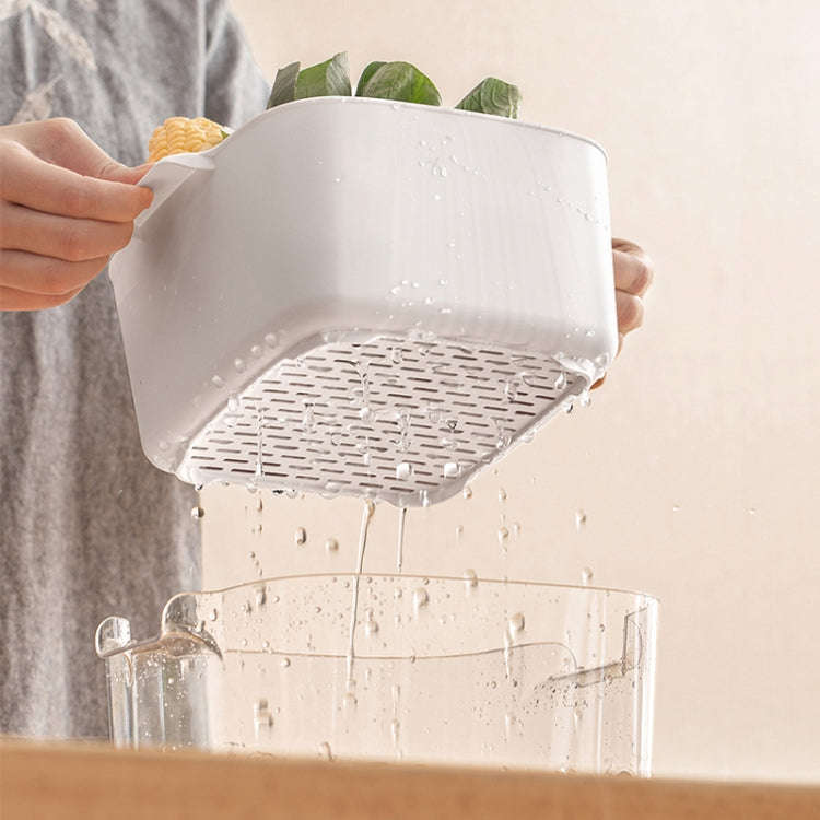 Kitchen Double Layer Drainage Basket Vegetable And Fruit Storage Rack, Style: White Large