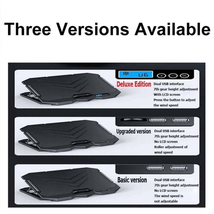 ICE COOREL K22 4-fans Adjustable Laptop Radiator Base with Atmosphere Light with LCD Display