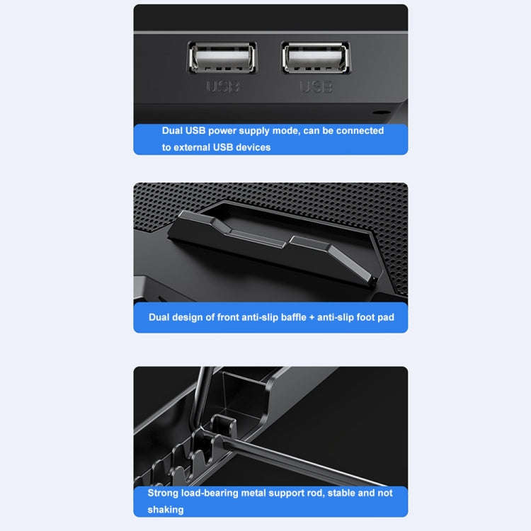 ICE COOREL K22 4-fans Adjustable Laptop Radiator Base with Atmosphere Light with LCD Display