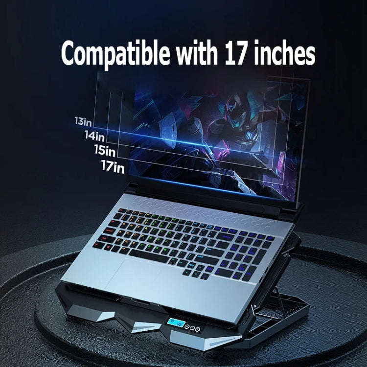 ICE COOREL K22 4-fans Adjustable Laptop Radiator Base with Atmosphere Light with LCD Display