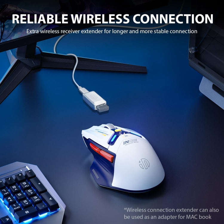 Inphic IN9 Tri-mode Wireless Bluetooth Gaming Office Computer Mouse(White Silent Edition)
