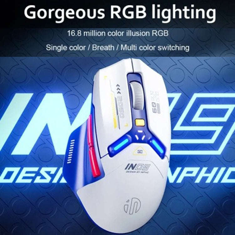 Inphic IN9 Tri-mode Wireless Bluetooth Gaming Office Computer Mouse(White Silent Edition)