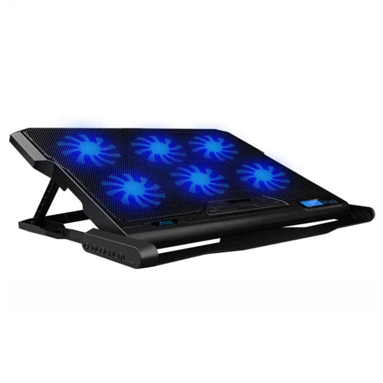 ICE COOREL K6 6-fans Adjustable LCD Display Laptop Stand Radiator(Black)