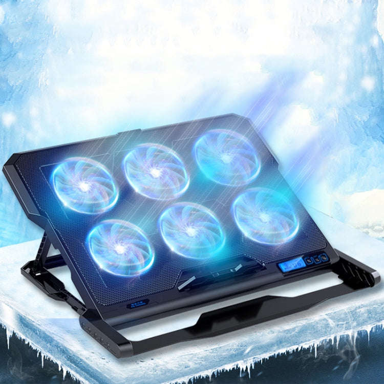 ICE COOREL K6 6-fans Adjustable LCD Display Laptop Stand Radiator(Black)