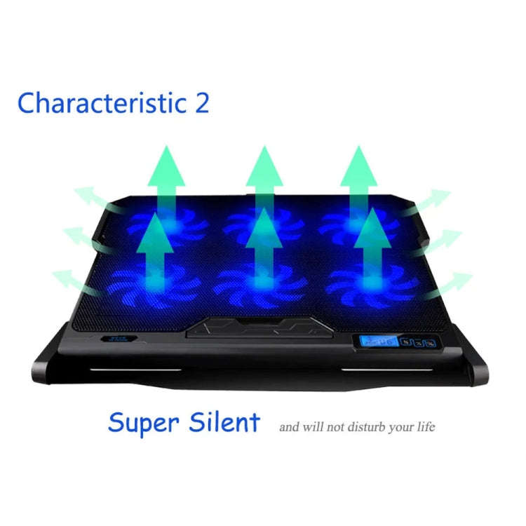 ICE COOREL K6 6-fans Adjustable LCD Display Laptop Stand Radiator(Black)