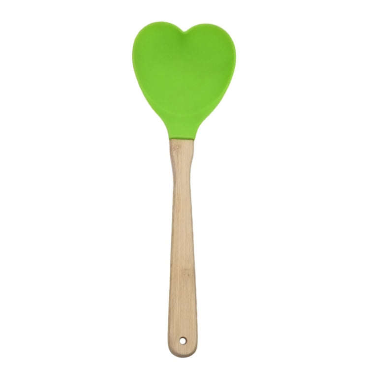 High Temperature Resistant Nonstick Heart Shaped Silicone Spatula Spoon Kitchen Baking Tools(Green)