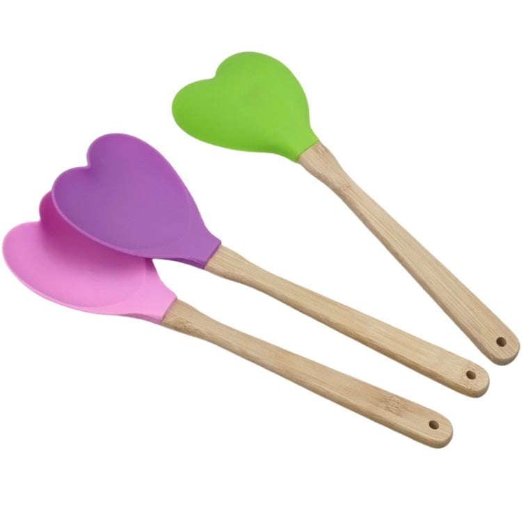 High Temperature Resistant Nonstick Heart Shaped Silicone Spatula Spoon Kitchen Baking Tools(Green)