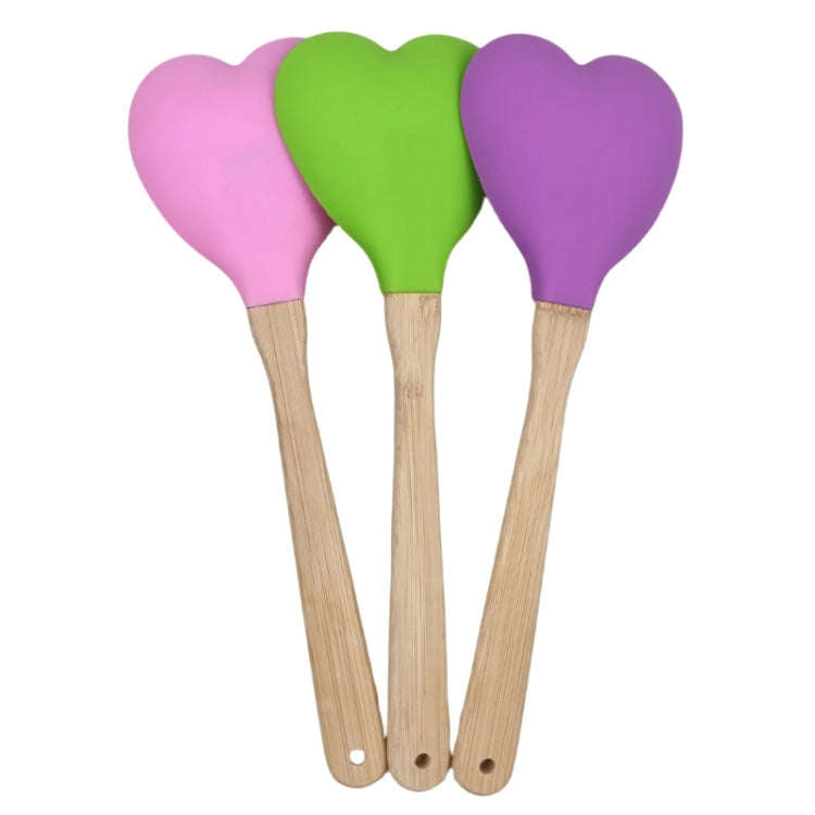High Temperature Resistant Nonstick Heart Shaped Silicone Spatula Spoon Kitchen Baking Tools(Green)