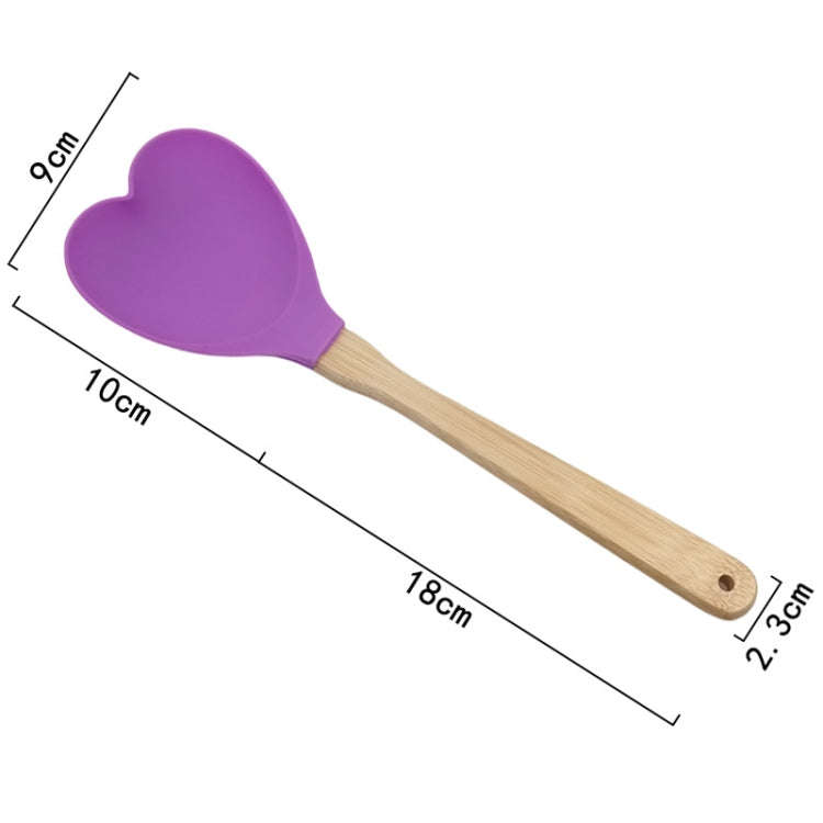 High Temperature Resistant Nonstick Heart Shaped Silicone Spatula Spoon Kitchen Baking Tools(Green)