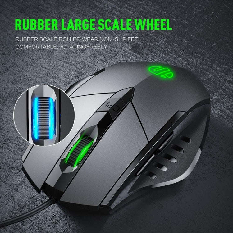 Inphic PW1H Wired Silent Illuminated Computer Gaming 6-Button Mouse(Black)