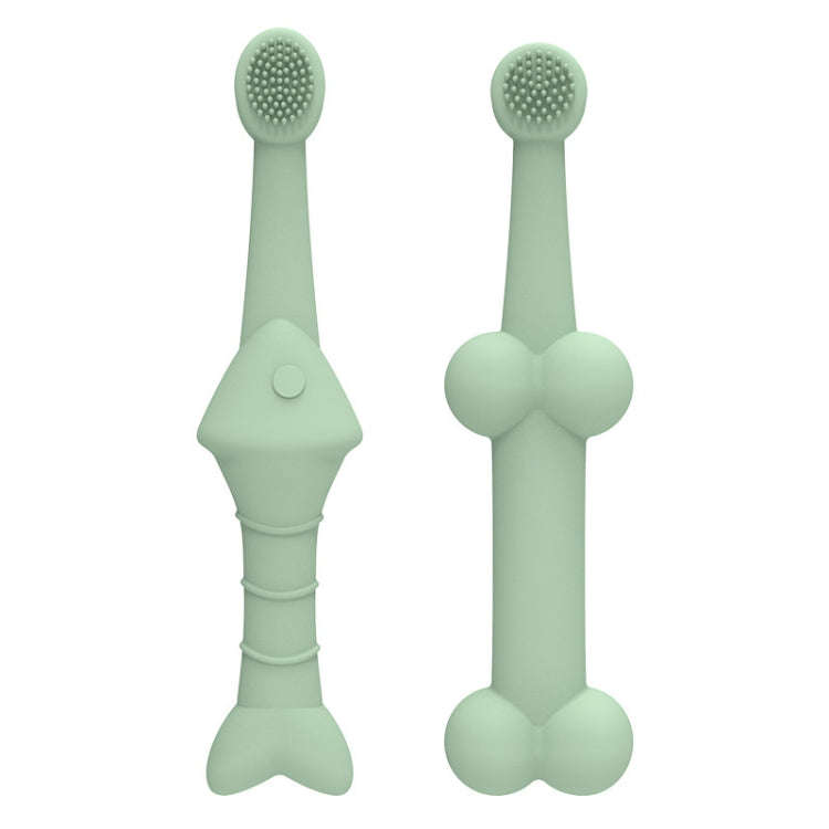 2pcs / Set Cats And Dogs Silicone Toothbrush Pet Oral Cleaning Care Tool(Green)
