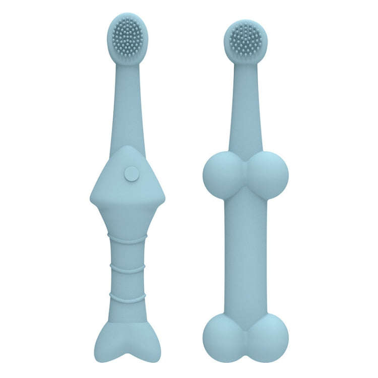 2pcs / Set Cats And Dogs Silicone Toothbrush Pet Oral Cleaning Care Tool(Blue)
