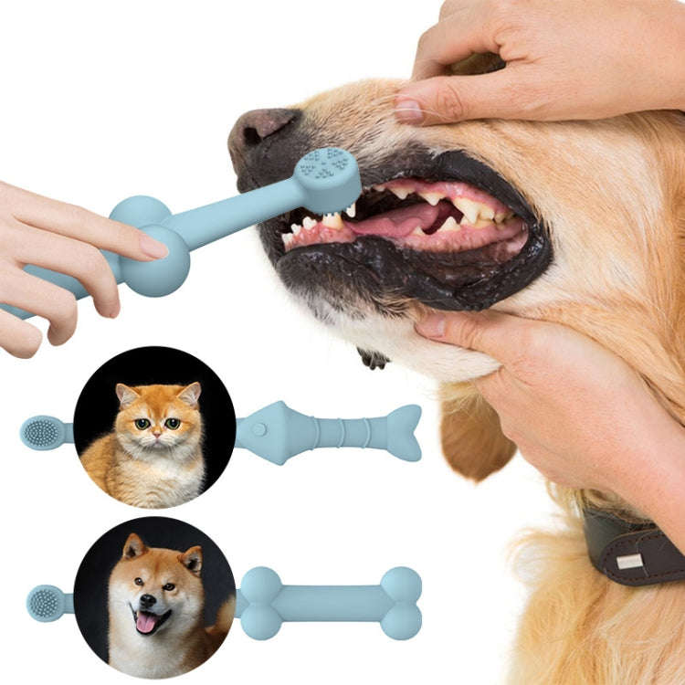2pcs / Set Cats And Dogs Silicone Toothbrush Pet Oral Cleaning Care Tool(Blue)