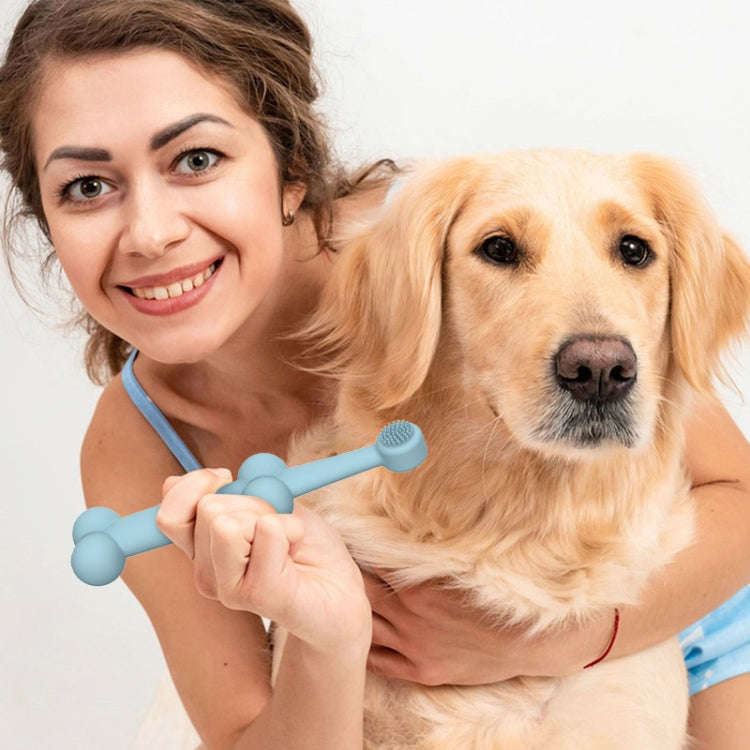 2pcs / Set Cats And Dogs Silicone Toothbrush Pet Oral Cleaning Care Tool(Blue)