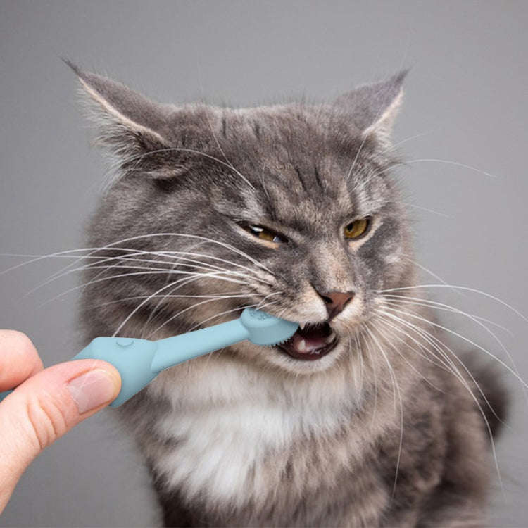 2pcs / Set Cats And Dogs Silicone Toothbrush Pet Oral Cleaning Care Tool(Blue)
