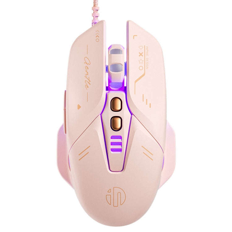 Inphic W8 Upgraded Wired Gaming Mice Macro Definition Light Emitting Mute Computer Mouse(Milk Tea...