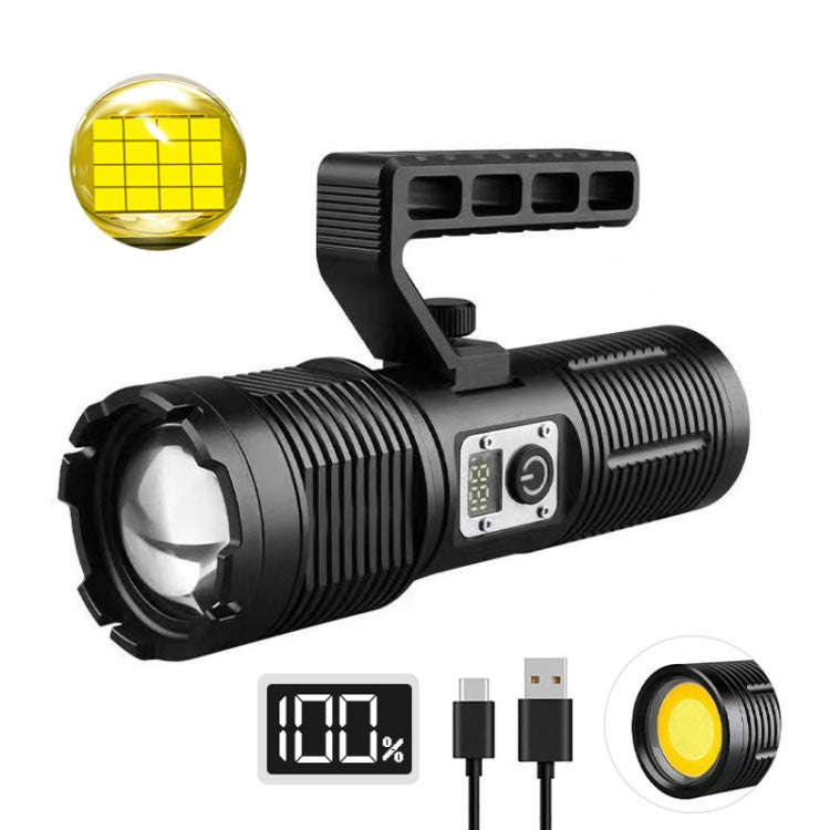 XHP160 Telescopic Zoom Searchlight Double-head Portable Outdoor Patrol LED Digital Flashlight