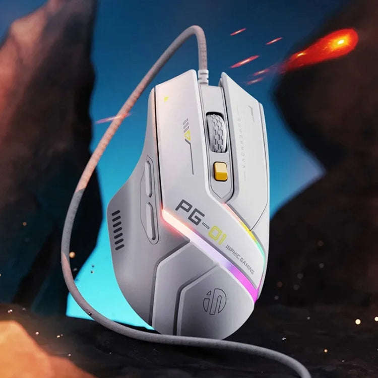 Inphic PG1 RGB Light Emitting Computer Gaming Wired Mouse(White)