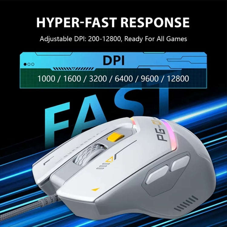 Inphic PG1 RGB Light Emitting Computer Gaming Wired Mouse(White)