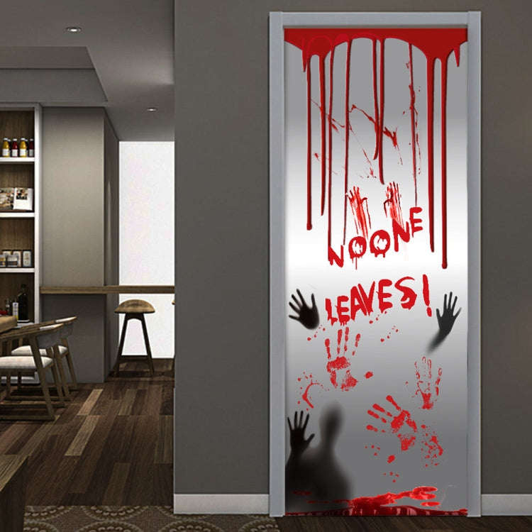 2m x 90cm Halloween Bloody Handprint Stickers without Glue Party Decoration Door Stickers