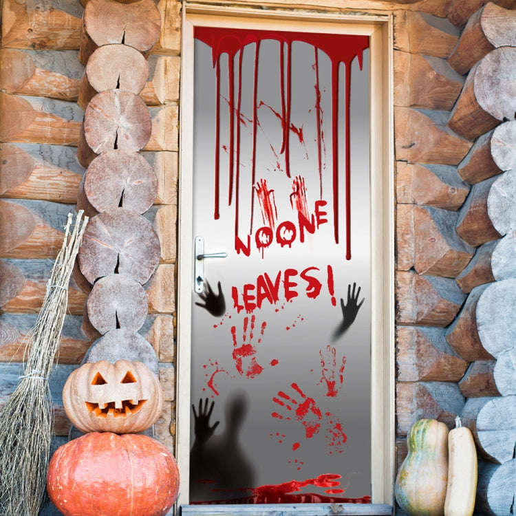 2m x 90cm Halloween Bloody Handprint Stickers without Glue Party Decoration Door Stickers
