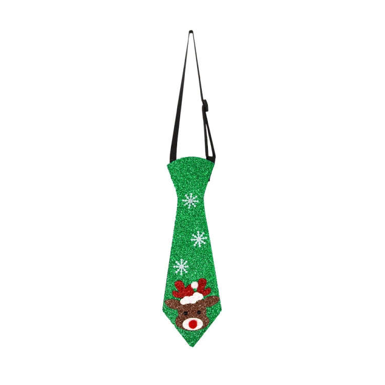 Christmas Children Cartoon Ties Holiday Party Performance Costume Props, Color: Green Elk Head