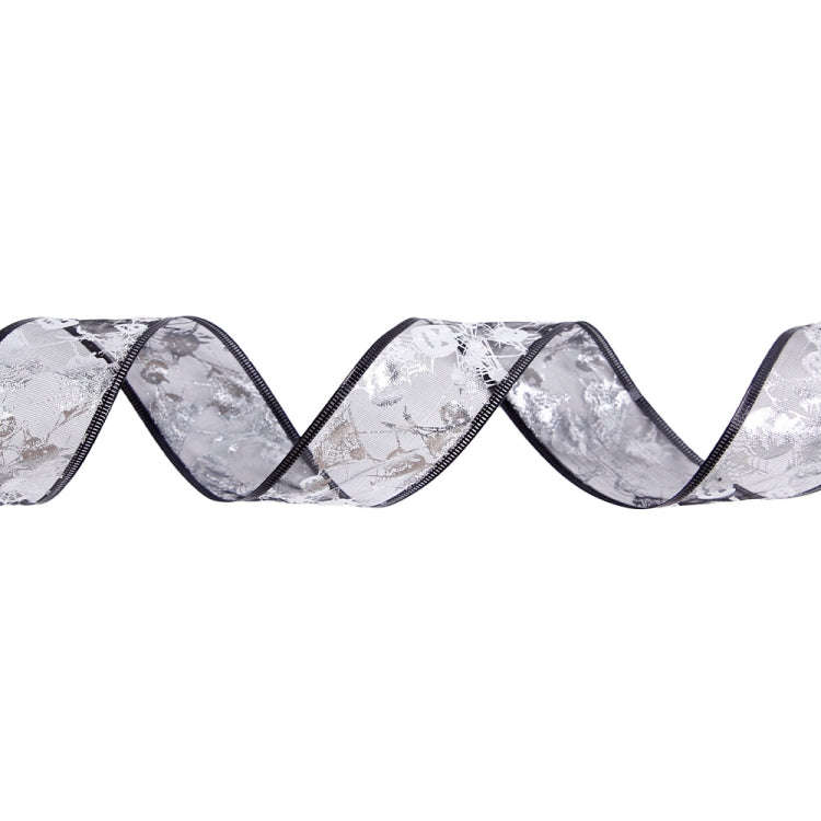 10m Halloween Decoration Gold-stamped Cartoon DIY Bow Ribbon(Silver Pumpkin Spider Web)