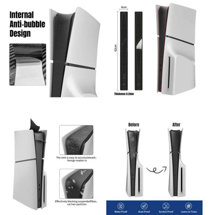 For PS5 Slim Console Middle Sticker Scratch Resistant Digital Optical Drive Version Universal Sti...