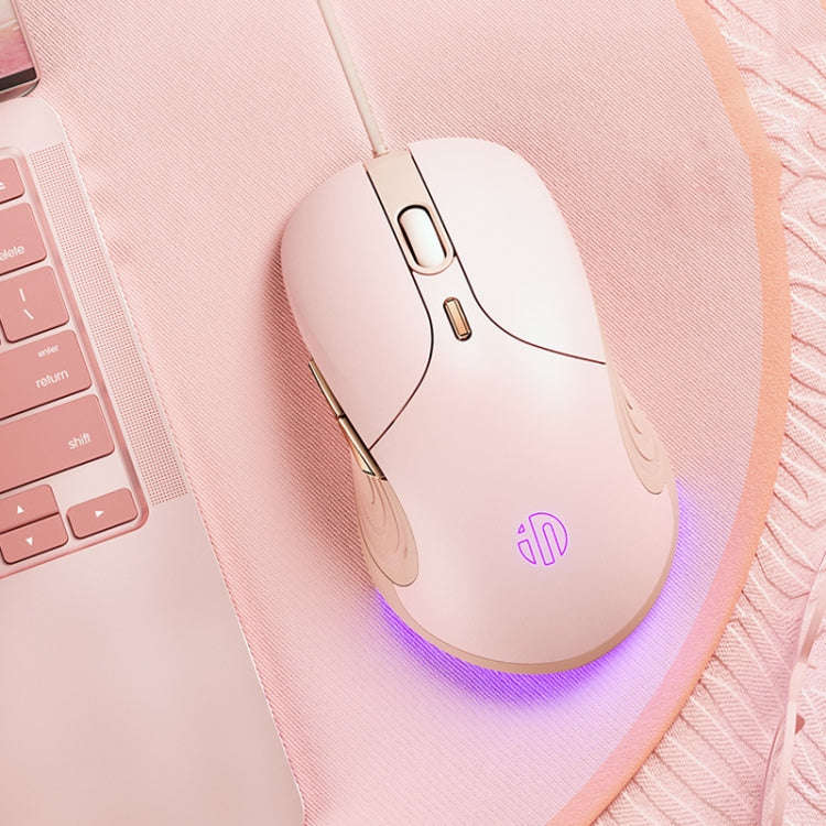 Inphic B8 Mute Light Emitting Wired Mice Home Office Gaming Computer Mouse(Milk Tea Color)
