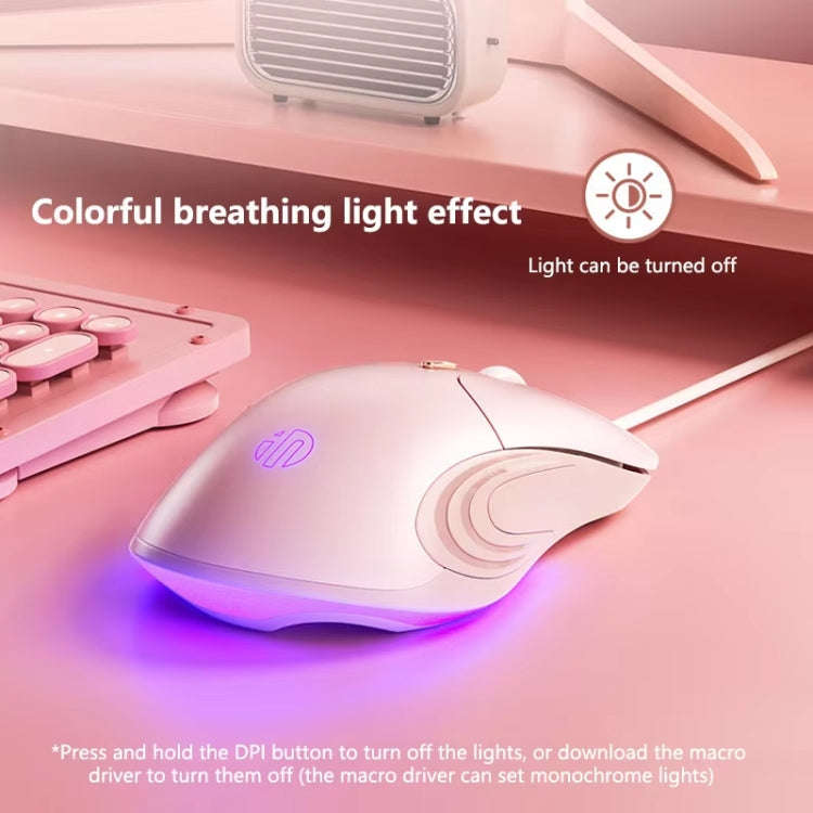 Inphic B8 Mute Light Emitting Wired Mice Home Office Gaming Computer Mouse(Milk Tea Color)