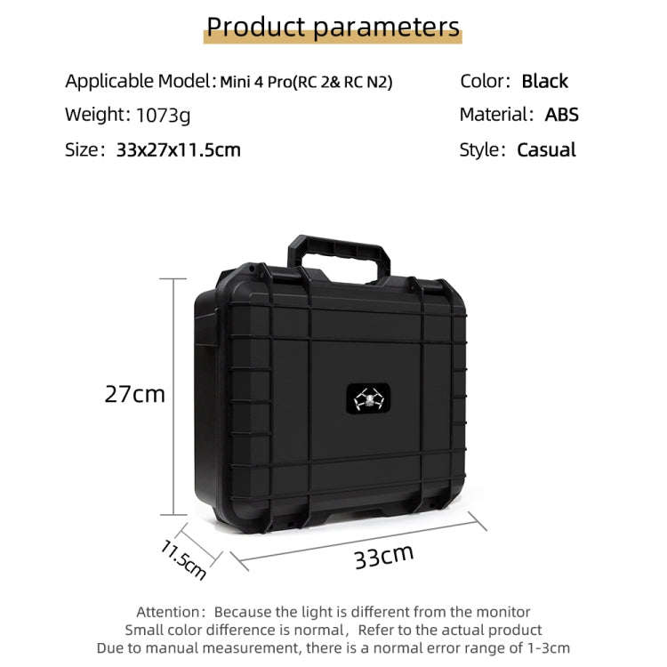 For DJI Mini 4 Pro Drone Suitcase Explosion-proof Box Compatible with RC 2 & RC-N2(Black)