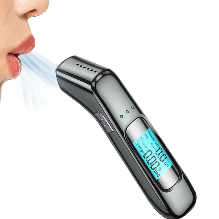 High-Precision Portable Alcohol Tester Rechargeable Breathalyzer With LCD Display(Black)