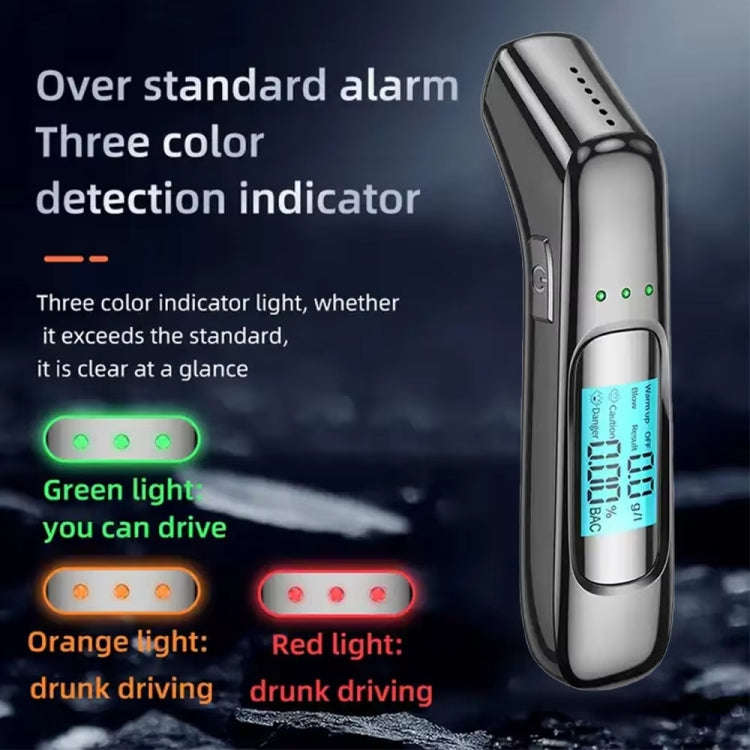 High-Precision Portable Alcohol Tester Rechargeable Breathalyzer With LCD Display(Black)