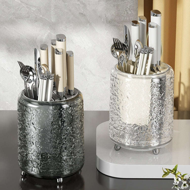 Kitchen Swivel Shelf Multifunctional Household Knife And Chopsticks Storage Rack(Transparent Gray)