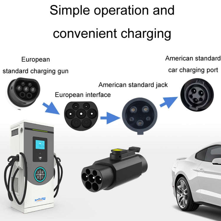 TYPE2-TYPE1 New Energy Vehicle Charging Station Adapter(Black)