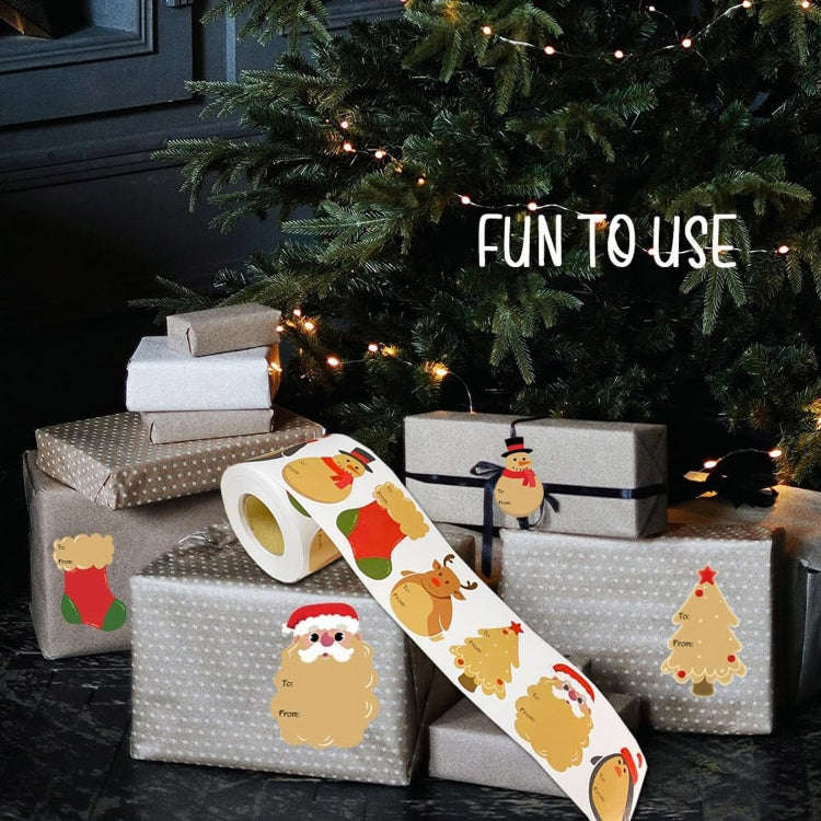 200pcs/Roll Christmas Decoration Stickers Holiday Gift Tag Tape(75x55mm)