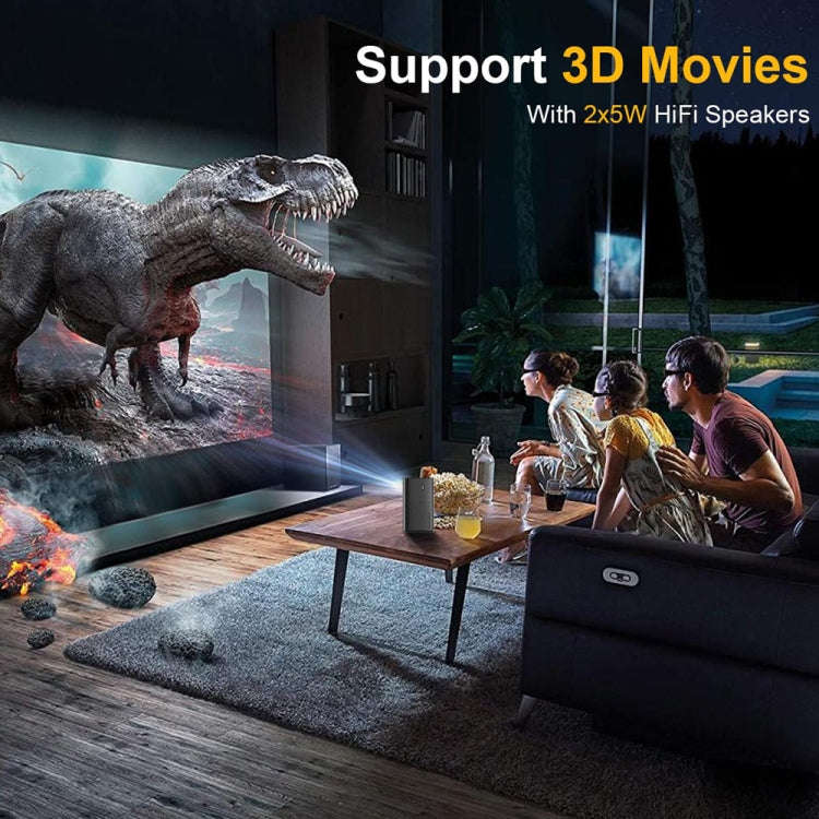 TOUMEI C900 Outdoor Portable Built-In Battery 4K HD Home Music Projector EU Plug(Black)
