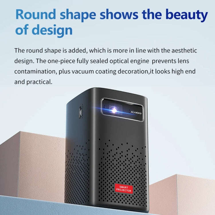 TOUMEI C900 Outdoor Portable Built-In Battery 4K HD Home Music Projector EU Plug(Black)